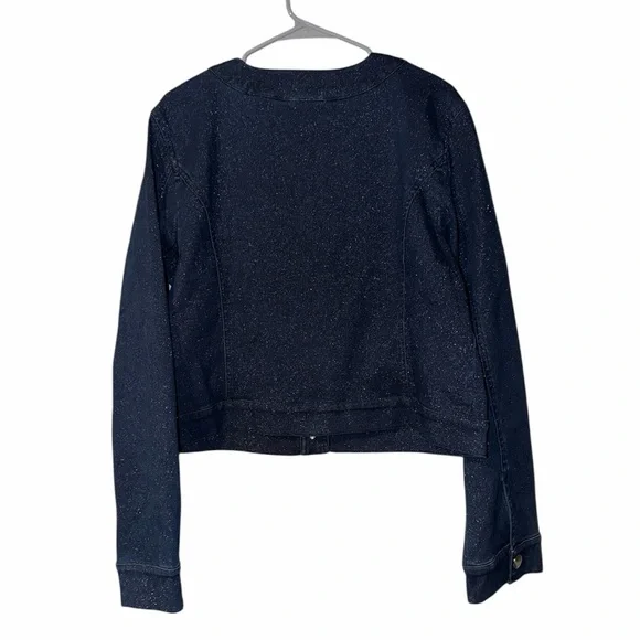 NEW Maeve The Cora Patch Pocket Jacket In Sparkle Denim Size XL